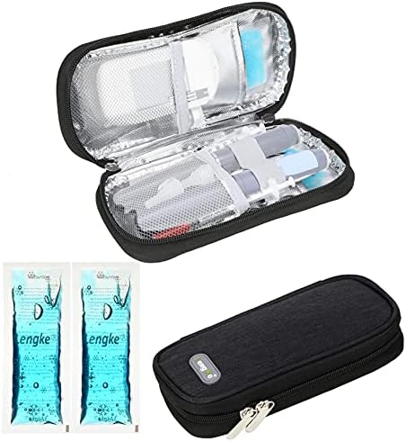 Insulin Travel Case with 2 Ice Packs - Travel Ice Pack for Diabetic Organize Supplies Diabetes Bags Insulated Cooling Bag by YOUSHARES (Black)