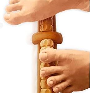 TheraFlow Foot Massage Roller - Plantar Fasciitis & Stress Relief, Reflexology Massager for Diabetic Neuropathy - Relieves Pain Through Acupressure, Relaxation Gift for Women - Dual, Wooden