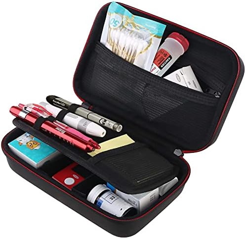 BOVKE Diabetic Supplies Travel Case, Insulin Pen and Medication Carrying Case, Portable Storage Bag for Glucose Meters,Test Strips, Lancets, Syringe, Infusion Sets, Needles, Black. CASE ONLY!